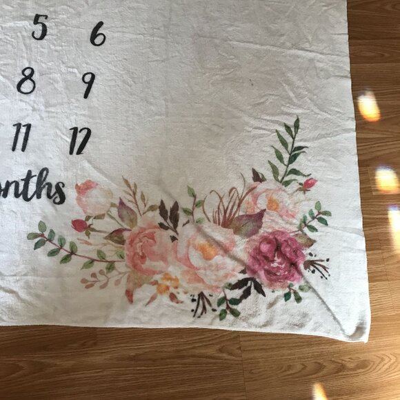 Floral Baby Milestone Blanket - Track Your Baby's Growth With Style - 38"x52" - - Picture 5 of 7